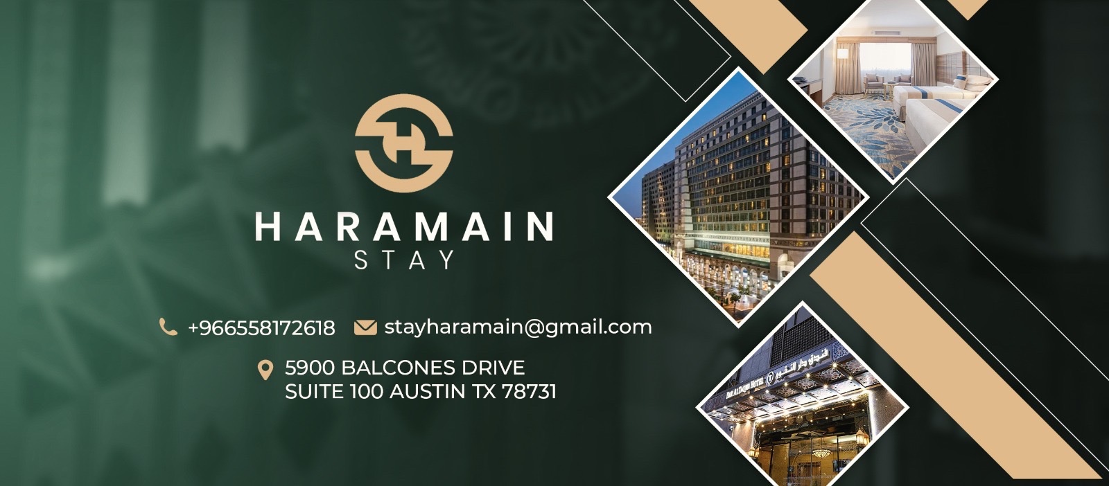 Haramain Stay premium hotels WhatsApp promotion banner